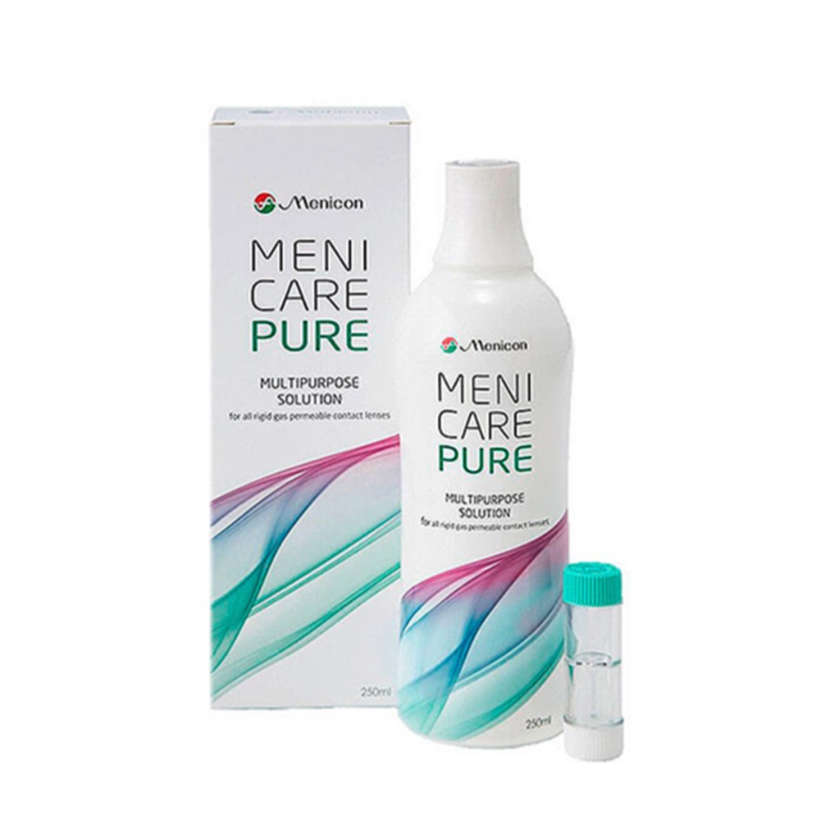 MENICARE PURE 250ml - Xena Optic - More comfort for Hard Contact Lens wearers (RGP) Product specs: Menicare Pure (250 ml) by Menicon is an all-in-one lens solution, specially developed for hard contact lenses. The solution is made of all-natural ingredients and is very gentle to the eye. It can be used to clean, disinfect, rinse and store the lenses. Material: Polylysine Vitamin C glucoside Hyaluronic acid - Solutions contact lens solutions