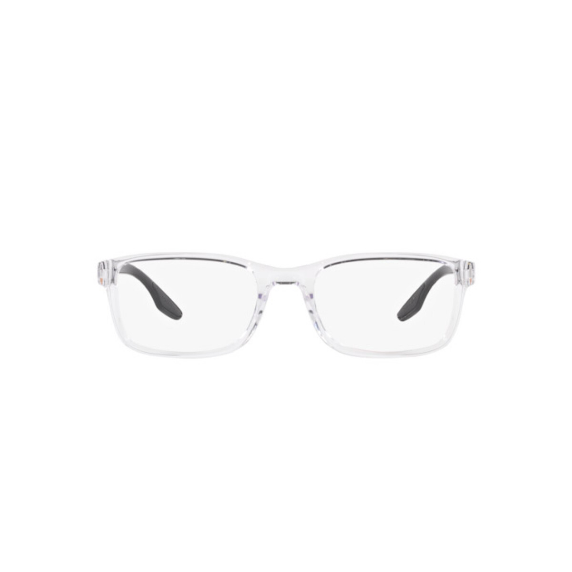 PRADA VPS 09O - Xena Optic - Lens Size : 55 mm Nose Bridge Size: 19 mm Temple Size: 145 mm Gender: Unisex Frame Shape : Rectangle Frame Material: Acetate Frame Color: Transparent Temple Color: Black Lens Color: Clear - Eyeglasses PRADA