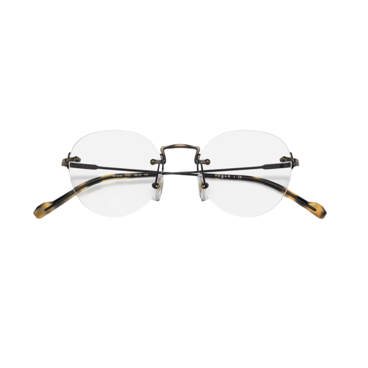 VOGUE 4218 - Xena Optic - Model Code: VO4218 5137 49-19 Frame shape: Round Front color: Tortoise Lens color: Demo Lens Frame material: Metal - Eyeglasses VOGUE
