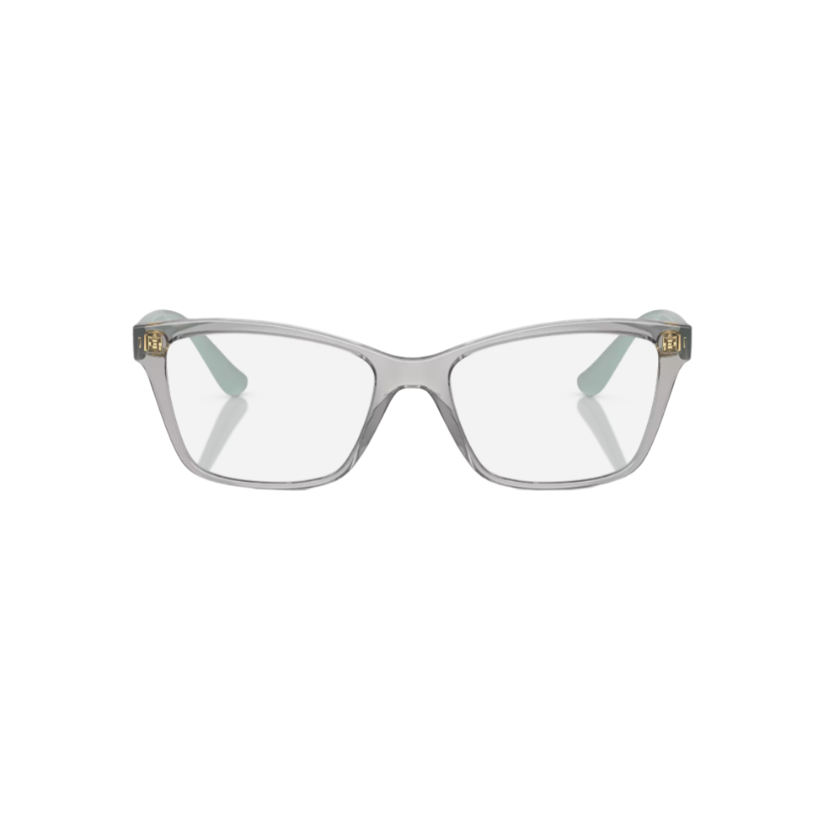 VOGUE 5420 - Xena Optic - Model Code: VO5420 2726 51 Frame shape: Rectangle Front color: Transparent Grey Temple color: Baby Blue Lens color: Demo Lens Frame material: Injected - Eyeglasses VOGUE
