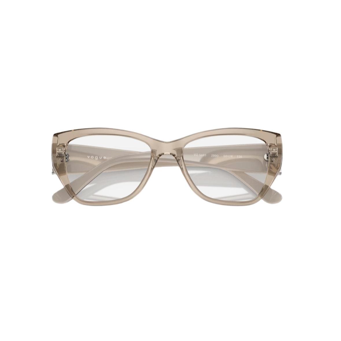 VOGUE 5483 - Xena Optic - Model Code: VO5483 2990 52 Frame shape: Cat Eye Front color: Transparent Light Brown Lens color: Demo Lens Frame material: Injected - Eyeglasses VOGUE