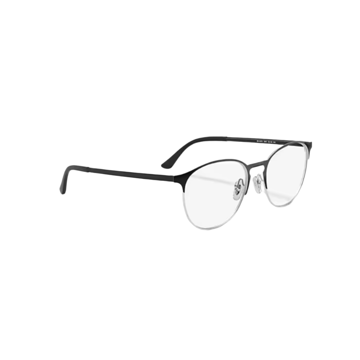 RAY BAN 6375 - Xena Optic - MODEL CODE RB6375 2861 53-18 FRAME DESCRIPTION: FRAME SHAPE: Phantos FRAME COLOR: Polished Black On Silver FRAME MATERIAL: Metal TEMPLE COLOR: Black LENS INFORMATION: LENS COLOR: Clear PRODUCT DIMENSIONS: SIZE: 53 18mm LENS HEIGHT: 44.6mm TEMPLE LENGTH: 145mm FACE COVERAGE: FACE COVERAGE: Petite BRIDGE & NOSEPADS: Adjustable Nose Pads - Xena Optic