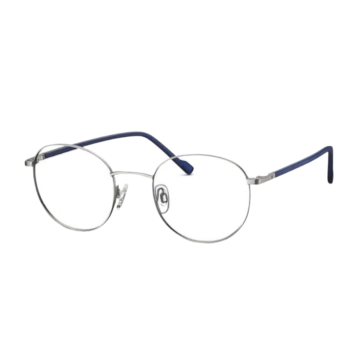 TITANFLEX 820878 - Xena Optic - Frame shape: Round Frame material: Metal Frame color: Silver Temple color: Blue Temple length: 145 - Eyeglasses Titanflex