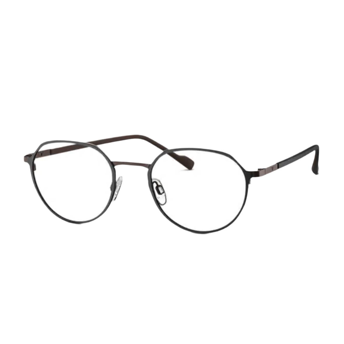 TITANFLEX 820859 - Xena Optic - Frame shape: Round Frame material: Metal Frame color: Black Temple color: Brown - Eyeglasses Titanflex