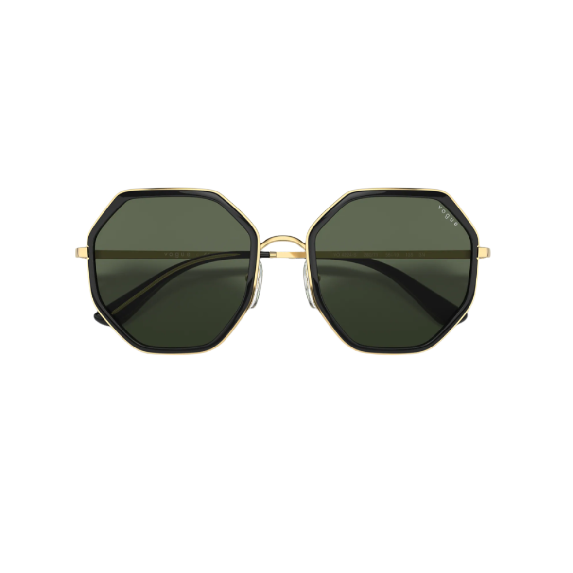 VOGUE 4224 - Xena Optic - Model Code: VO4224S 280/71 55-19 Frame shape: Round Front color: Gold/black Lens color: Dark Green Frame material: Metal - Sunglasses VOGUE