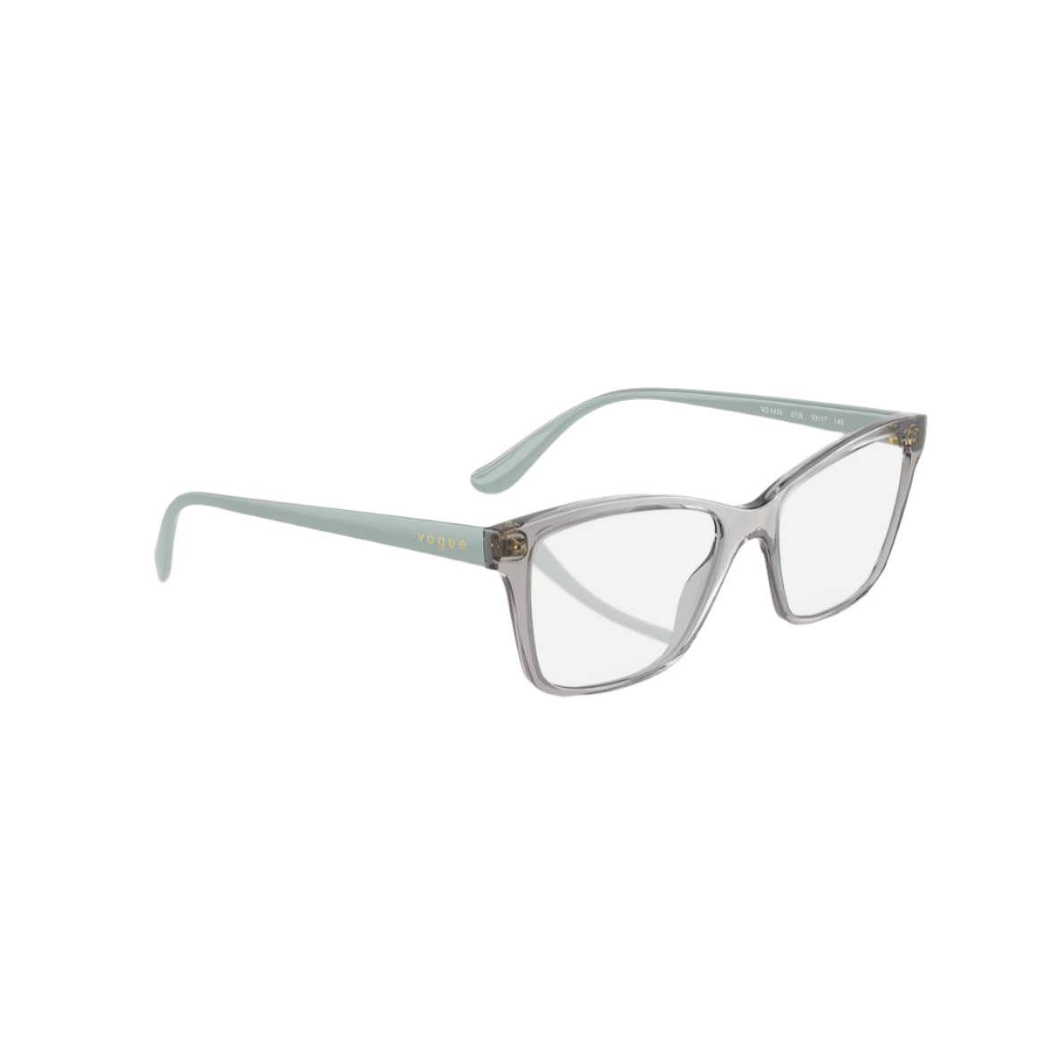 VOGUE 5420 - Xena Optic - Model Code: VO5420 2726 51 Frame shape: Rectangle Front color: Transparent Grey Temple color: Baby Blue Lens color: Demo Lens Frame material: Injected - Eyeglasses VOGUE 