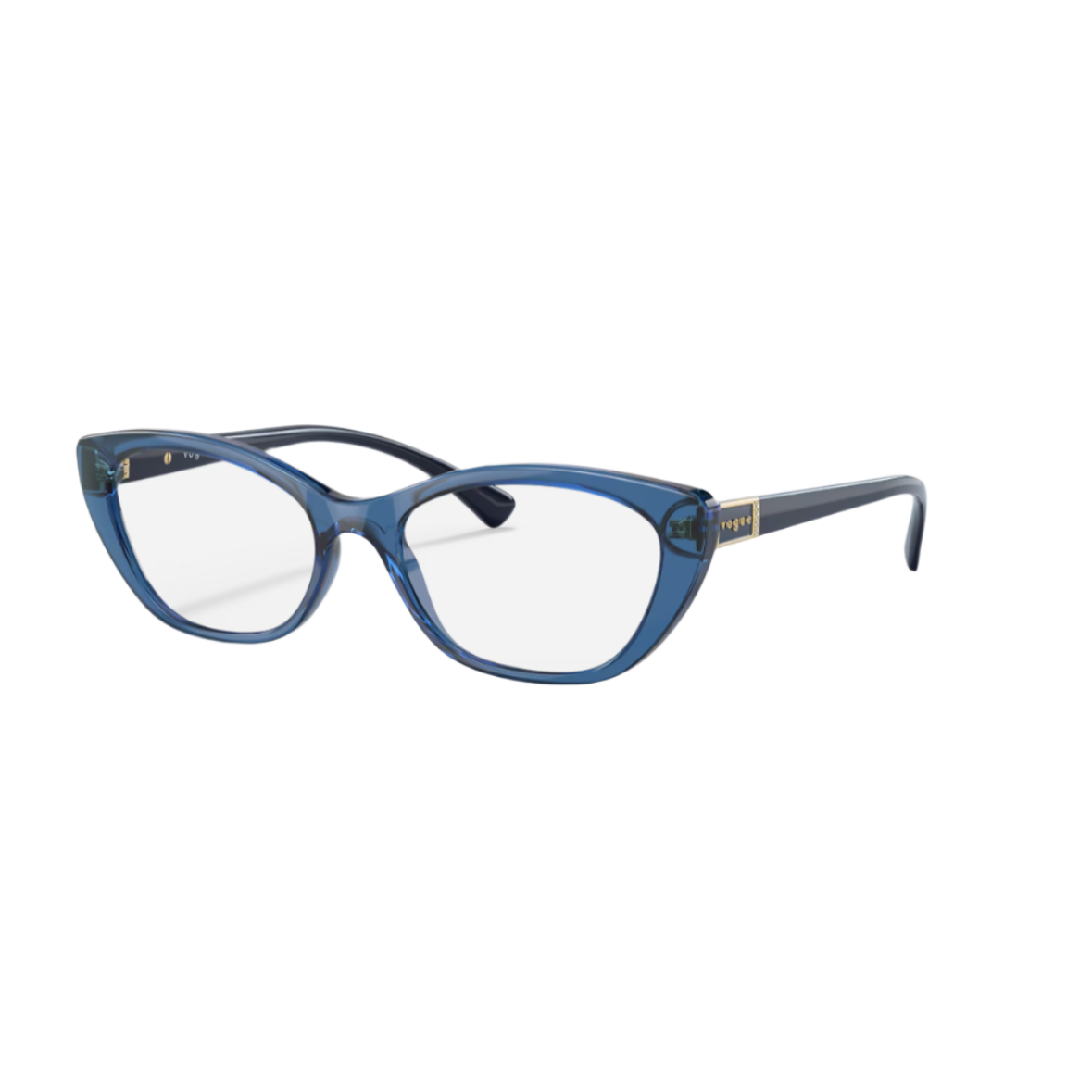 VOGUE 5425 - Xena Optic - Model Code: VO5425B 2988 52-17 Frame shape: Cat eye Front color: Transparent Blue Lens color: Demo Lens Frame material: Nylon & Propionate - Eyeglasses VOGUE 