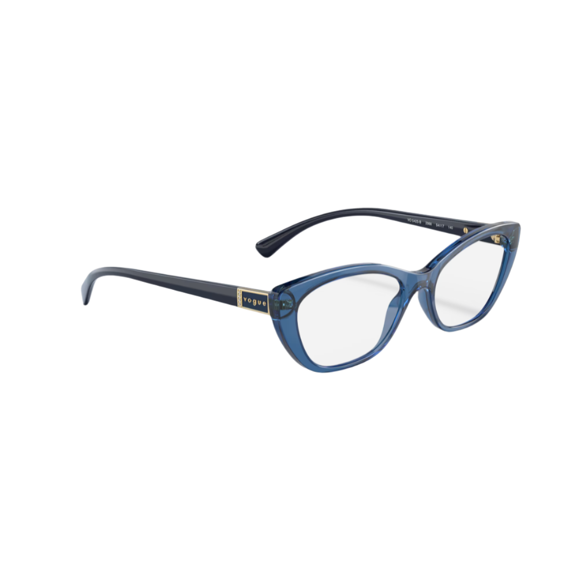 VOGUE 5425 - Xena Optic - Model Code: VO5425B 2988 52-17 Frame shape: Cat eye Front color: Transparent Blue Lens color: Demo Lens Frame material: Nylon & Propionate - Eyeglasses VOGUE 