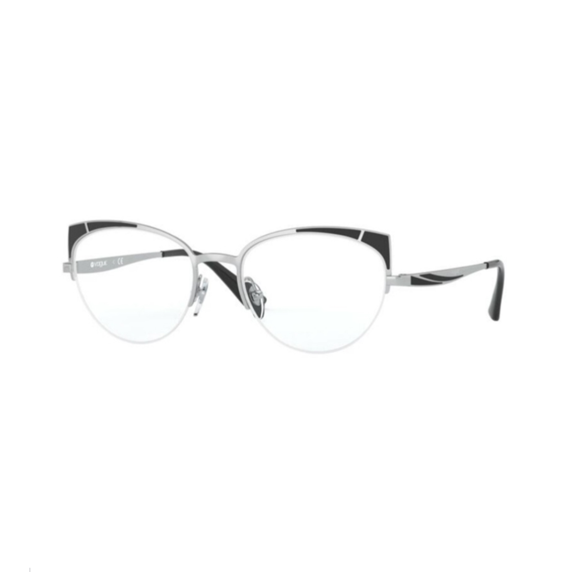 VOGUE 4153 - Xena Optic - Model number: VO41535119 53-18 Frame shape: Cat eye Frame color: Silver/ matte black Frame material: Metallic - Eyeglasses VOGUE 