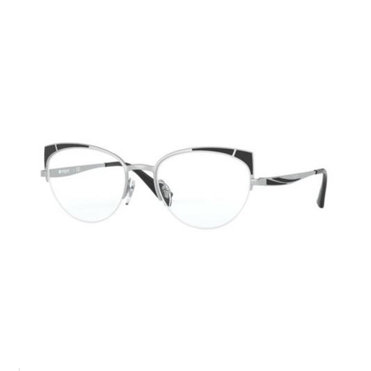 VOGUE 4153 - Xena Optic - Model number: VO41535119 53-18 Frame shape: Cat eye Frame color: Silver/ matte black Frame material: Metallic - Eyeglasses VOGUE 