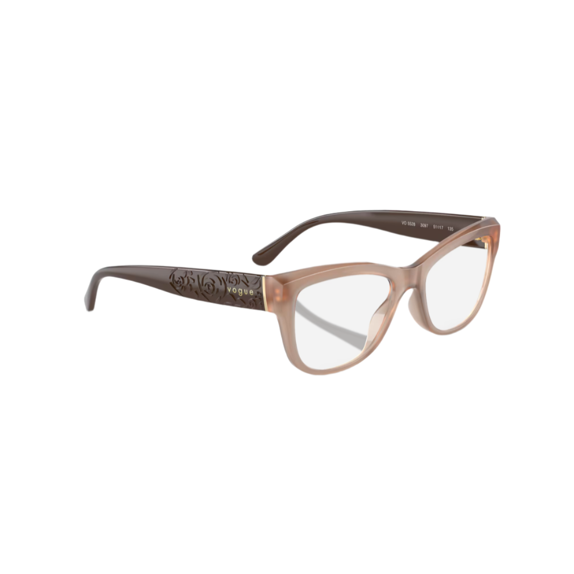 VOGUE 5528 - Xena Optic - Model Code: VO5528 3097 51-17 Frame shape: Cat Eye Front color: Opal Light Brown Temple Color: Brown Frame material: Nylon - Eyeglasses VOGUE 