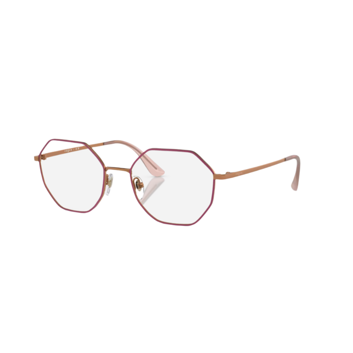 VOGUE 4094 - Xena Optic - Model Code: VO4094 5089 54-18 Frame shape: Octagon Front color: Top Fuchsia/matte Rose Gold Lens color: Demo Lens Frame material: Metal - Eyeglasses VOGUE 