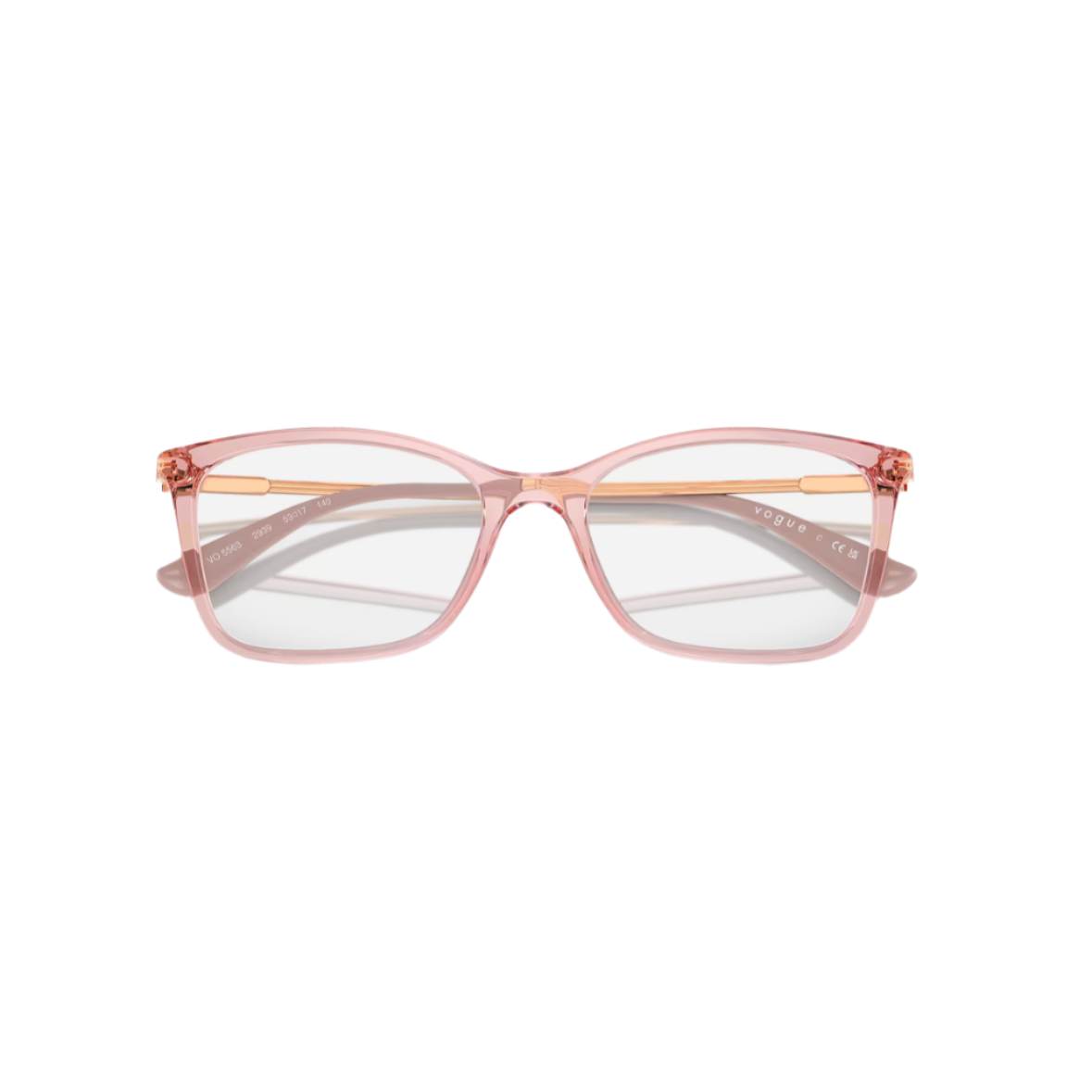 VOGUE 5563 - Xena Optic - Model Code: VO5563 2939 53-17 Frame shape: Cat eye Front color: Transparent Pink Lens color: Demo Lens Frame material: Metal - Eyeglasses VOGUE 