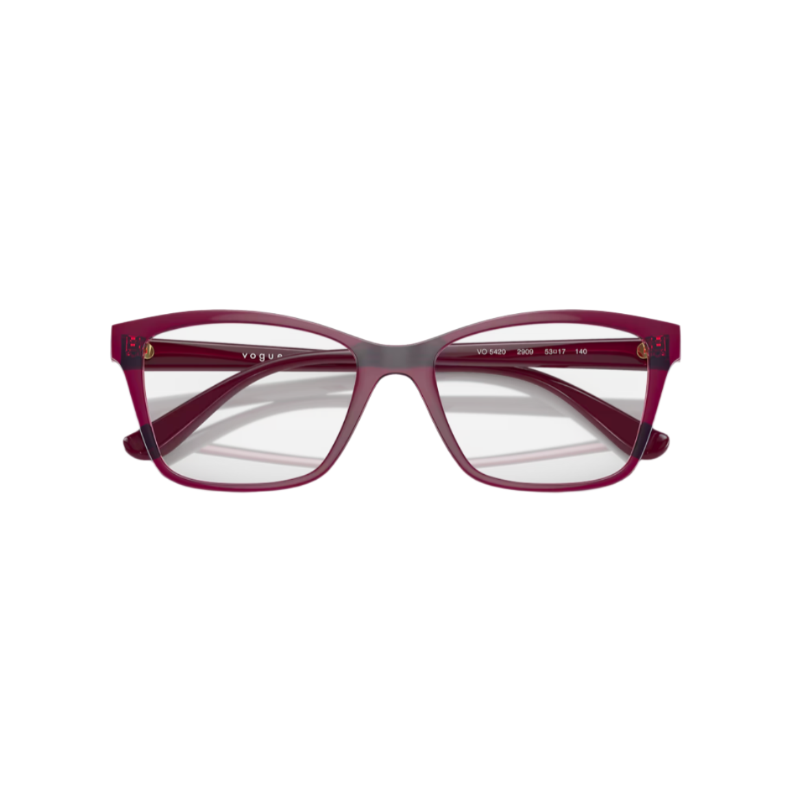VOGUE 5420 - Xena Optic - Model Code: VO5420 2909 51-17 Frame shape: Cat eye Front color: Top Violet/pink Lens color: Demo Lens Frame material: Injected - Eyeglasses VOGUE 