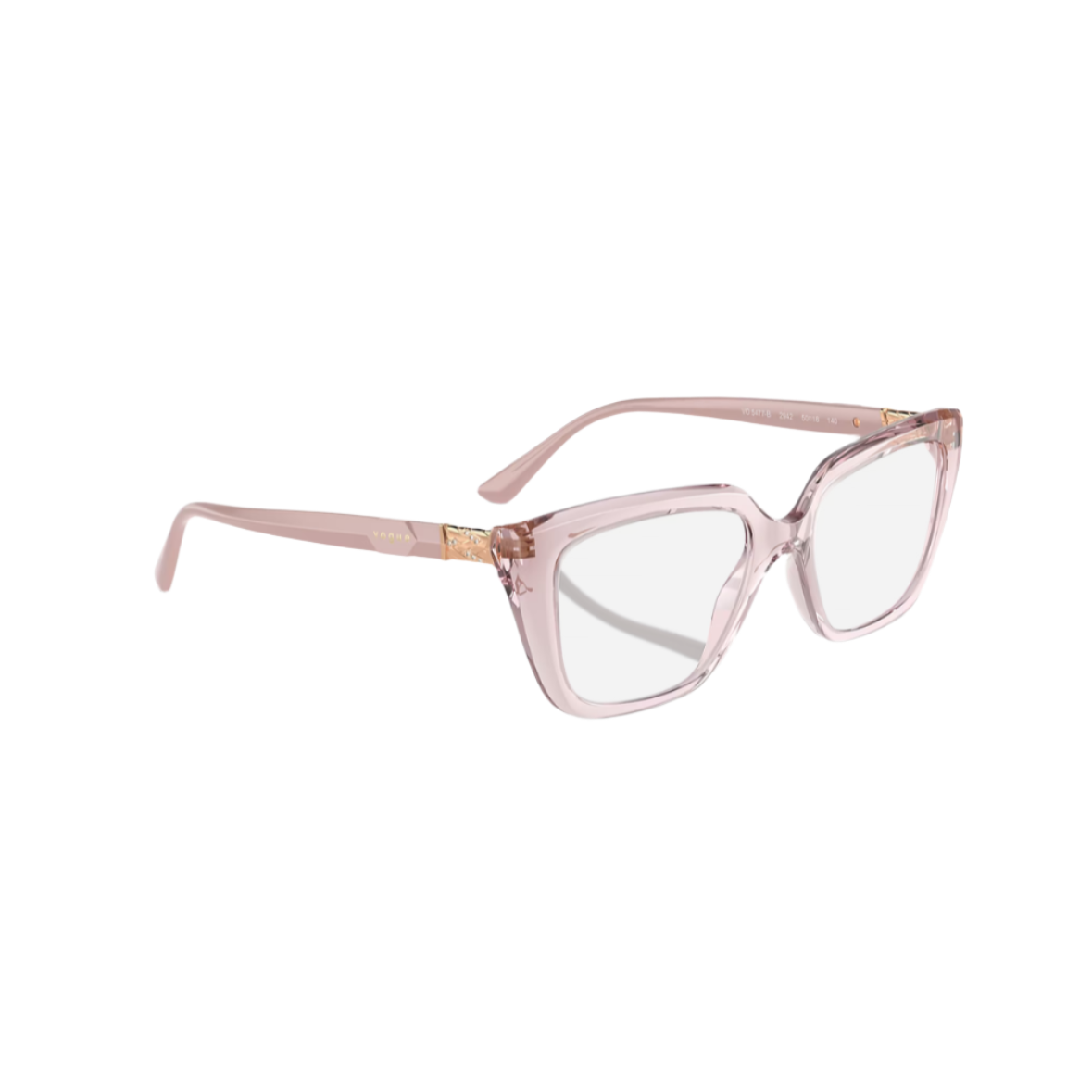 VOGUE 5477 - Xena Optic - Model Code: VO5477B 2942 52-18 Frame shape: Cat eye Front color: Transparent Pink Lens color: Demo Lens Frame material: Metal - Eyeglasses VOGUE 