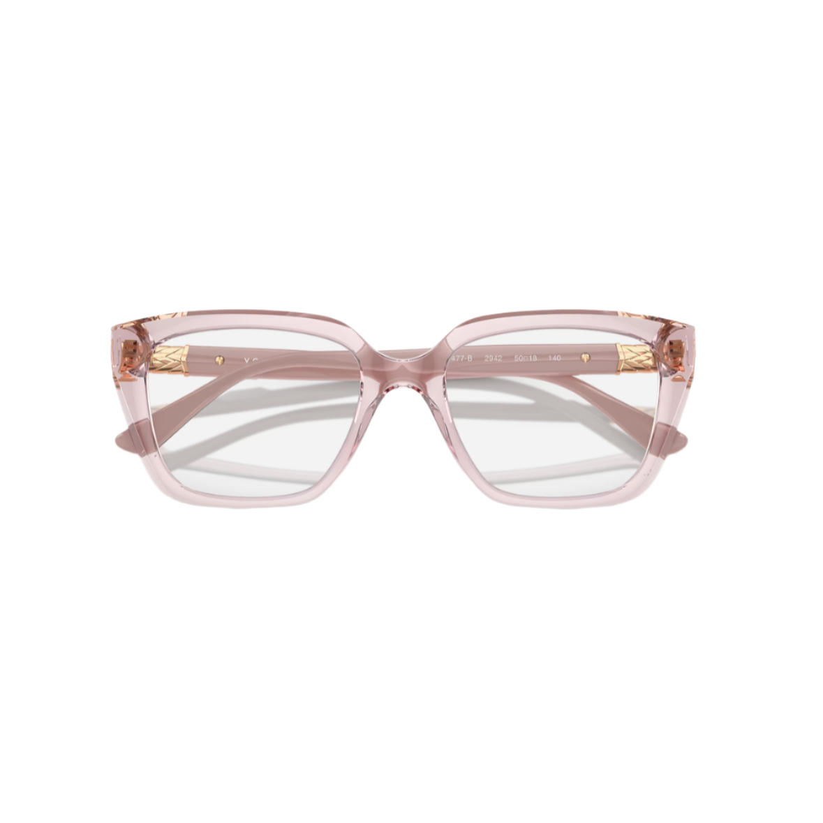 VOGUE 5477 - Xena Optic - Model Code: VO5477B 2942 52-18 Frame shape: Cat eye Front color: Transparent Pink Lens color: Demo Lens Frame material: Metal - Eyeglasses VOGUE 