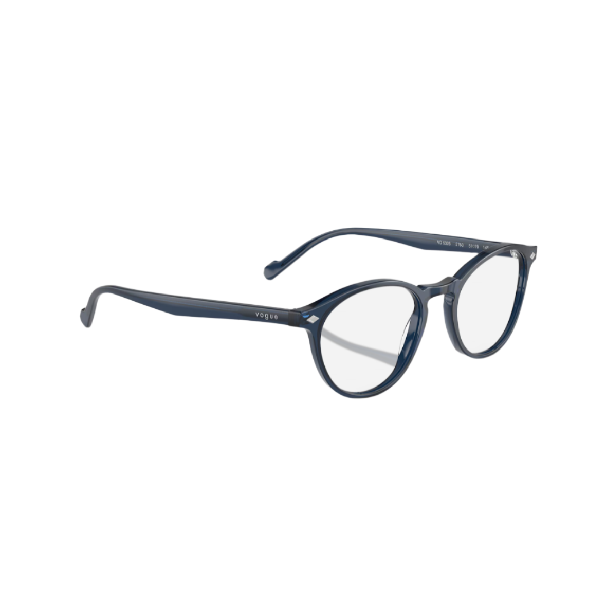 VOGUE 5326 - Xena Optic - Model Code: VO5326 2760 49-19 Frame shape: Round Front color: Transparent Blue Lens color: Demo Lens Frame material: Acetate - Eyeglasses VOGUE 