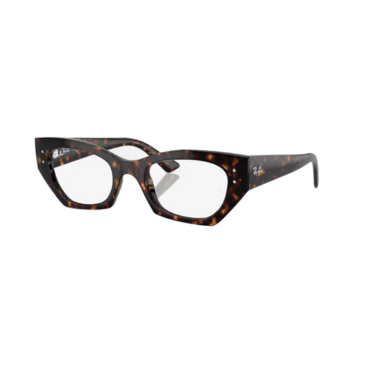 RAY BAN 7330 - Xena Optic - Model code RX7330 8320 49-22 Frame description Frame Shape: Irregular Frame color: Polished Havana Frame material: Injected Temple color: Havana Lens information Lens color: Clear Product dimensions Size: 49 22mm Lens height: 36.6mm Temple Length: 145m Face coverage Face coverage: Standard Bridge & nose pads: High Bridge Fit - Eyeglasses Ray Ban 