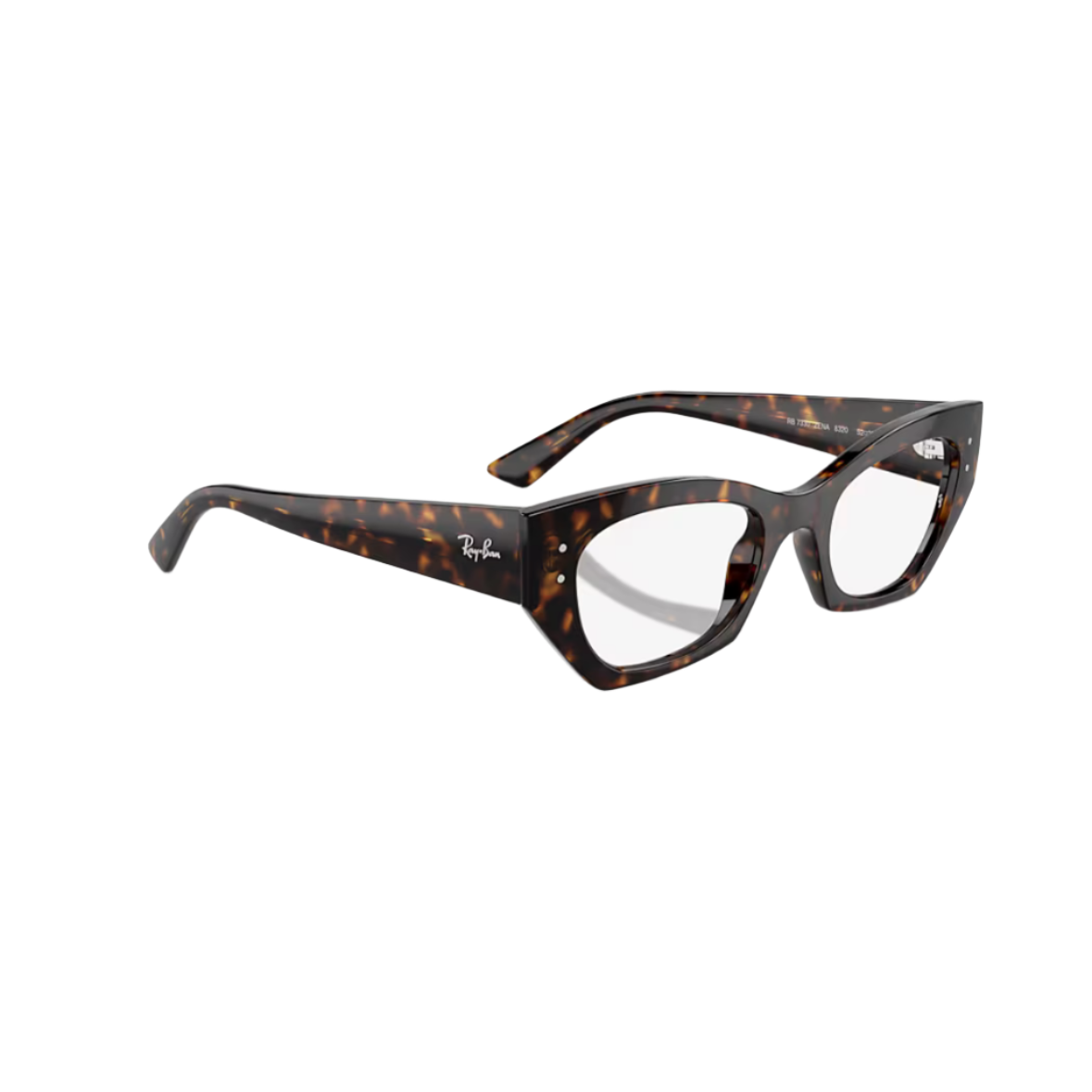 RAY BAN 7330 - Xena Optic - Model code RX7330 8320 49-22 Frame description Frame Shape: Irregular Frame color: Polished Havana Frame material: Injected Temple color: Havana Lens information Lens color: Clear Product dimensions Size: 49 22mm Lens height: 36.6mm Temple Length: 145m Face coverage Face coverage: Standard Bridge & nose pads: High Bridge Fit - Eyeglasses Ray Ban 
