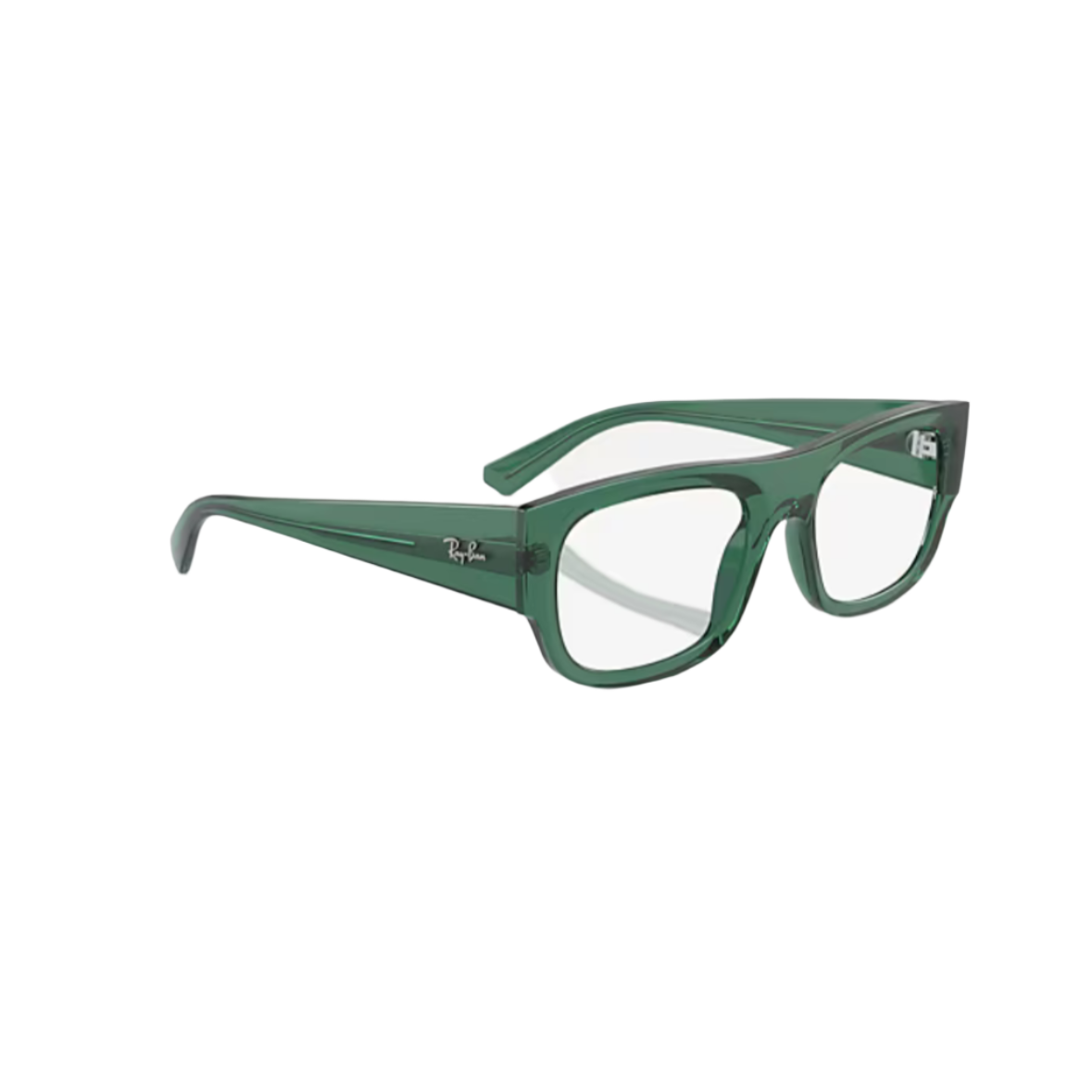 RAY BAN 7218 - Xena Optic - Model code RX7218 8262 52-20 Frame description: Frame Shape: Rectangle Frame color: Polished Transparent Green Frame material: Acetate Temple color: Transparent Green Lens information: Lens color: Clear Product dimensions: Size: 52 20mm Lens height: 39.7mm Temple Length: 140m Face coverage: Face coverage: Generous Bridge & nose pads: High Bridge Fit - Eyeglasses Ray Ban 