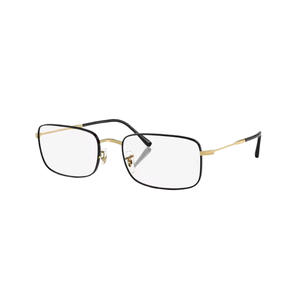 RAY BAN 3746 - Xena Optic - Model code RB3746V 3175 54-20 Frame description: Frame Shape: Rectangle Frame color: Polished Black On Arista Frame material: Metal Temple color: Arista Lens info: Lens color: Clear Product dimensions: SIZE: 54 20mm Lens height: 37.5mm Temple Length: 145mm Face coverage: face coverage: Standard Geofit: Adjustable Nose Pads - Eyeglasses Ray Ban 