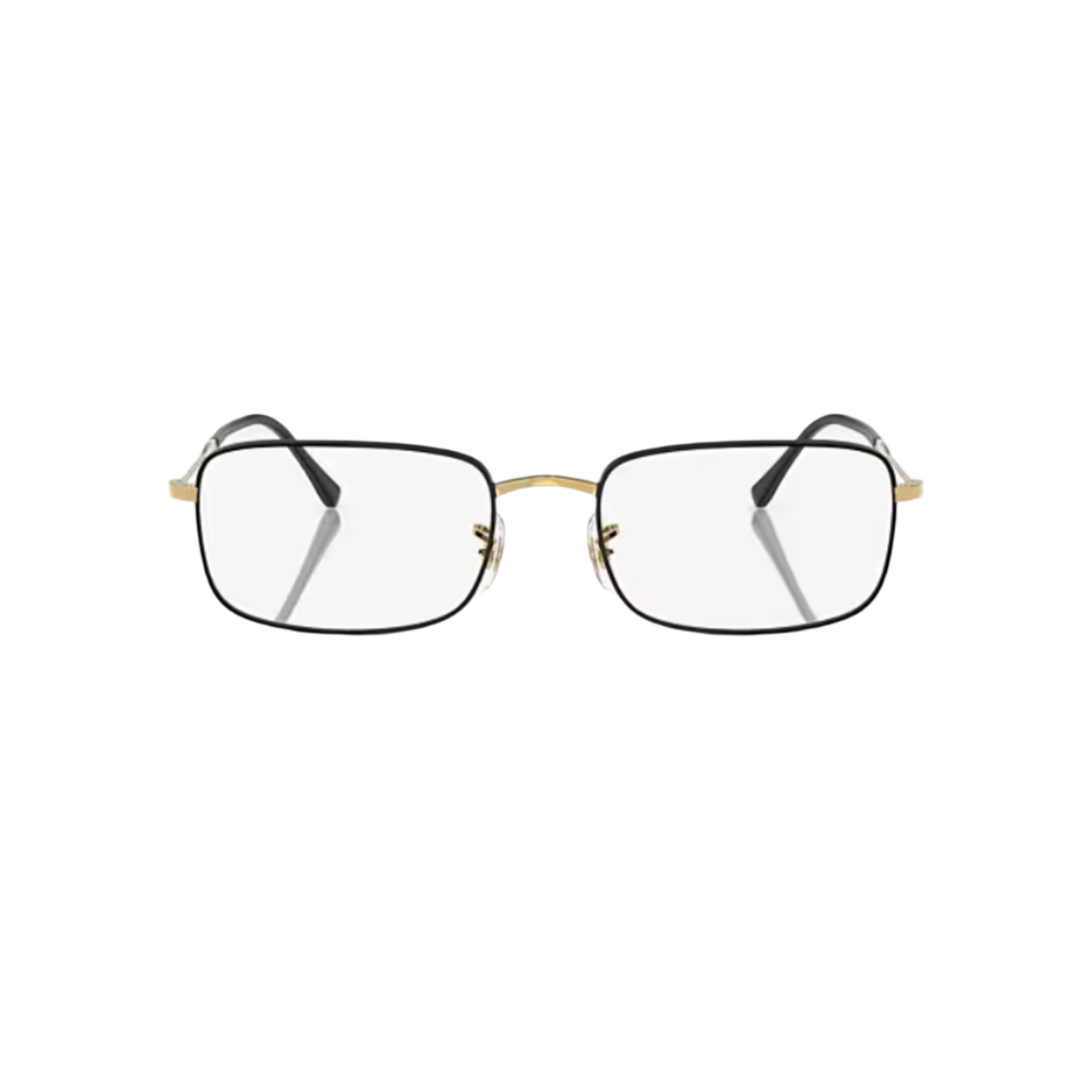 RAY BAN 3746 - Xena Optic - Model code RB3746V 3175 54-20 Frame description: Frame Shape: Rectangle Frame color: Polished Black On Arista Frame material: Metal Temple color: Arista Lens info: Lens color: Clear Product dimensions: SIZE: 54 20mm Lens height: 37.5mm Temple Length: 145mm Face coverage: face coverage: Standard Geofit: Adjustable Nose Pads - Eyeglasses Ray Ban 
