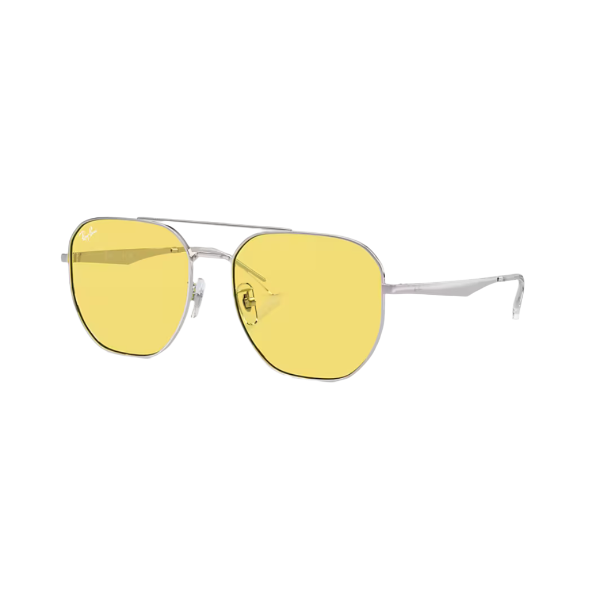 RAYBAN 3724 - Xena Optic - Frame description Frame Shape: Irregular Frame color: Polished Silver Frame material: Metal Temple color: Silver Lens information Lens color: Yellow Treatment: Solid Color Product dimensions Hinge to hinge: 143mm Lens height: 52.6mm Bridge width: 59 18mm Temple Length: 145mm Fitting Fitting: Wide Geofit: Low Bridge Fit - Sunglasses Ray Ban 