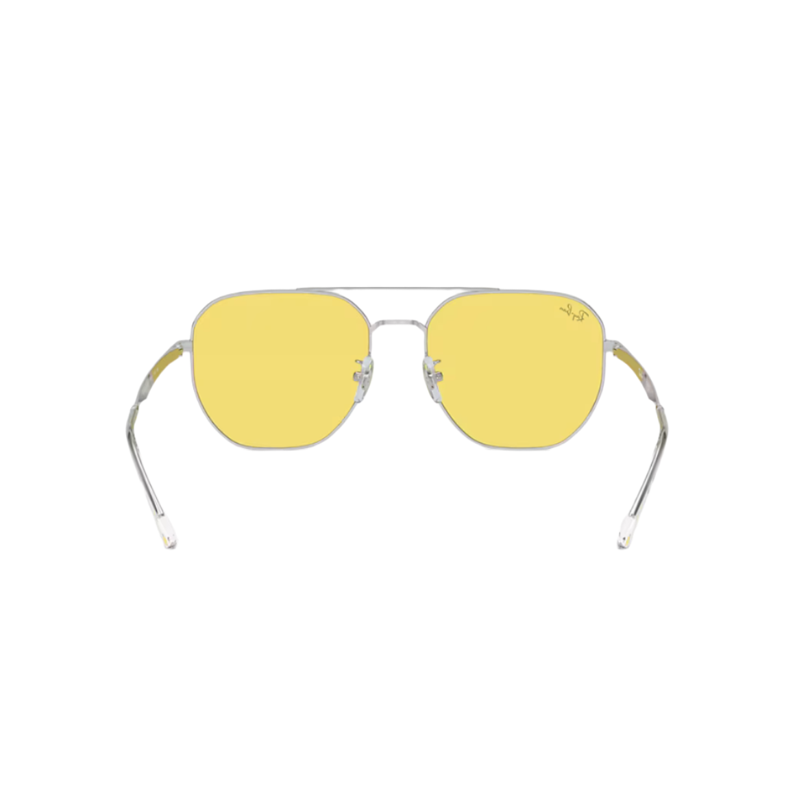 RAYBAN 3724 - Xena Optic - Frame description Frame Shape: Irregular Frame color: Polished Silver Frame material: Metal Temple color: Silver Lens information Lens color: Yellow Treatment: Solid Color Product dimensions Hinge to hinge: 143mm Lens height: 52.6mm Bridge width: 59 18mm Temple Length: 145mm Fitting Fitting: Wide Geofit: Low Bridge Fit - Sunglasses Ray Ban 