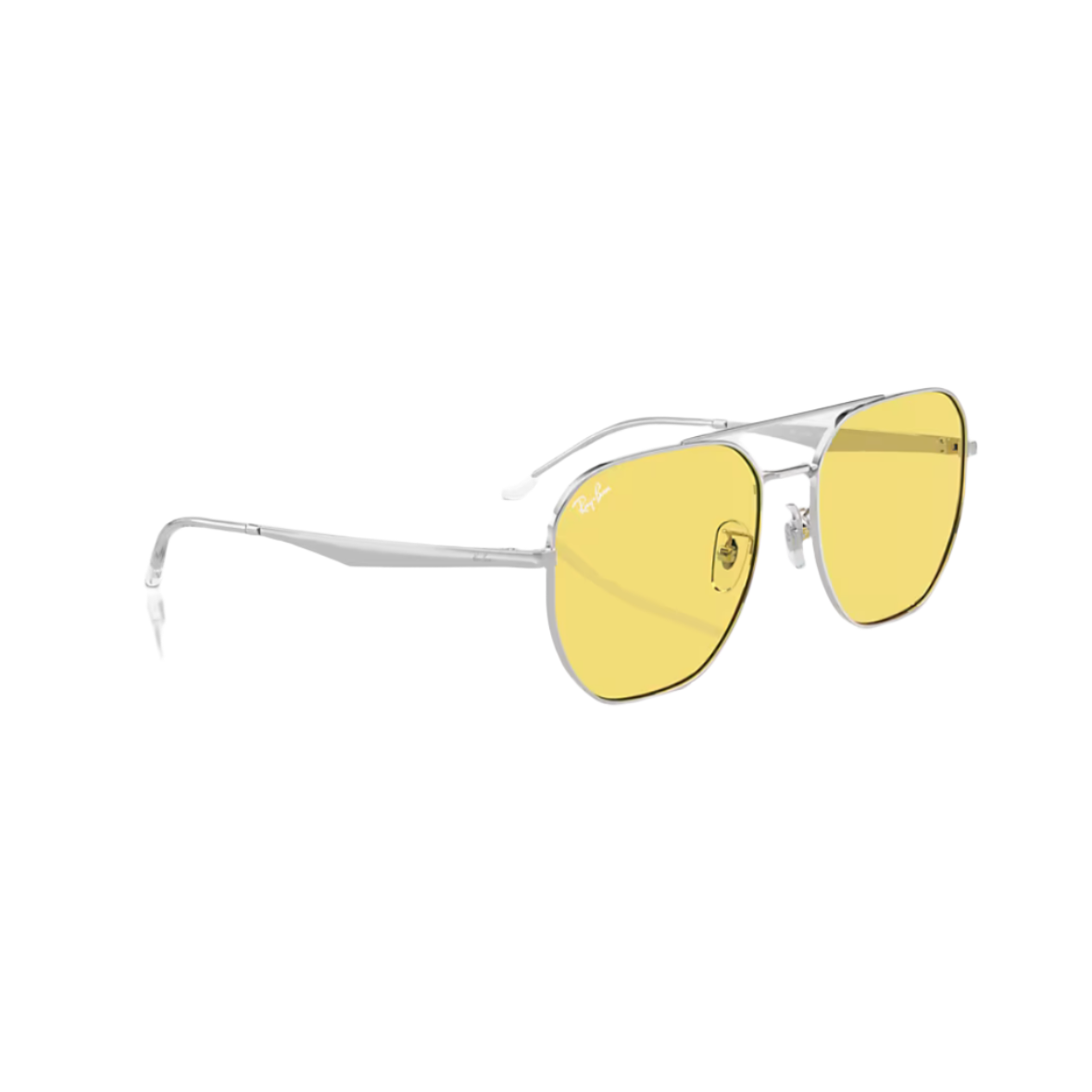 RAYBAN 3724 - Xena Optic - Frame description Frame Shape: Irregular Frame color: Polished Silver Frame material: Metal Temple color: Silver Lens information Lens color: Yellow Treatment: Solid Color Product dimensions Hinge to hinge: 143mm Lens height: 52.6mm Bridge width: 59 18mm Temple Length: 145mm Fitting Fitting: Wide Geofit: Low Bridge Fit - Sunglasses Ray Ban 