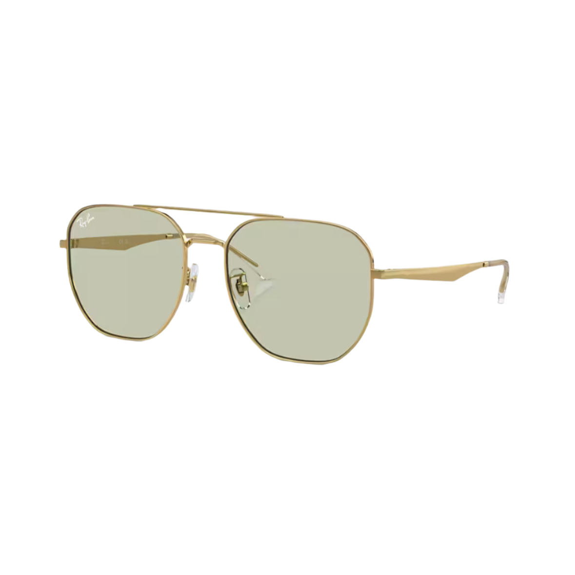 RAYBAN 3724 - Xena Optic - Frame description Frame Shape: Irregular Frame color: Polished Arista Gold Frame material: Metal Temple color: Arista Gold Lens information Lens color: Light Green Treatment: Solid Color Product dimensions Hinge to hinge: 143mm Lens height: 52.6mm Bridge width: 59 18mm Temple Length: 145mm Fitting Fitting: Wide Geofit: Low Bridge Fit - Sunglasses Ray Ban 