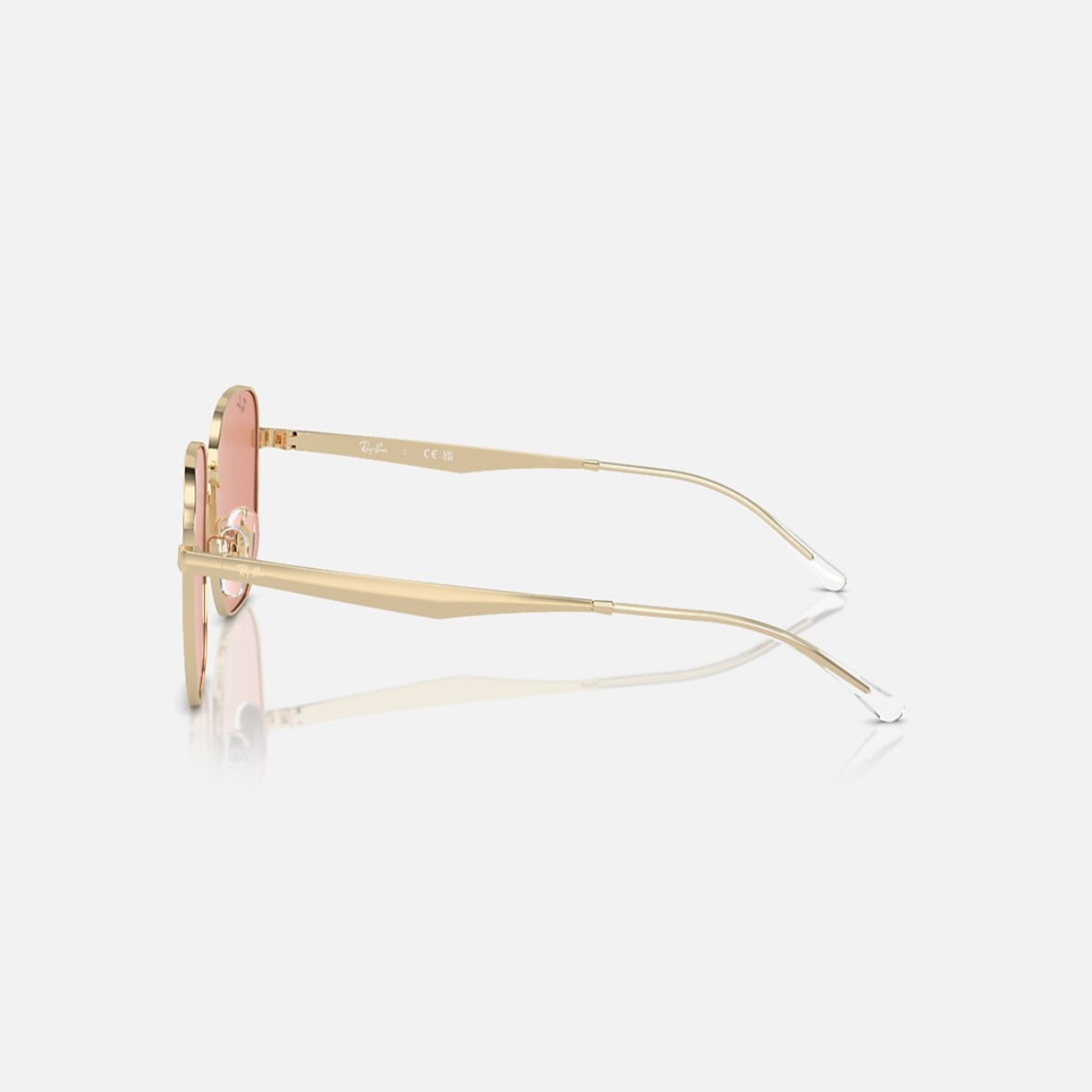 RAYBAN 3713 - Xena Optic - Frame description Frame Shape: Irregular Frame color: Polished Pale Gold Frame material: Metal Temple color: Pale Gold Lens information Lens color: Light Orange Treatment: Solid Color Product dimensions Hinge to hinge: 139mm Lens height: 51.7mm Bridge width: 57 18mm Temple Length: 145mm Fitting Fitting: Wide Geofit: Low Bridge Fit - Sunglasses Ray Ban 
