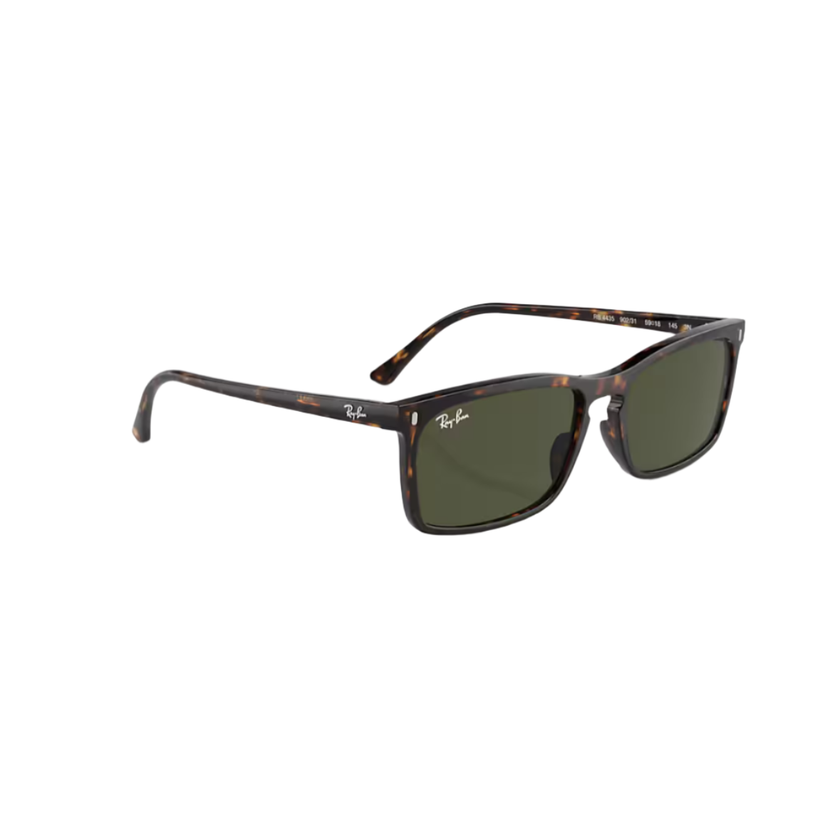 RAY BAN 4435 - Xena Optic - Frame description Frame shape: Rectangle Frame color: Polished Havana Frame material: Propionate Temple color: Havana Lens information Lens color: Green Treatment: Solid color Product dimensions Hinge to hinge: 131mm Lens height: 37.1mm Bridge width: 56 18mm Temple Length: 145mm Fitting Fitting: Regular Geofit: High Bridge Fit - Sunglasses Ray Ban 